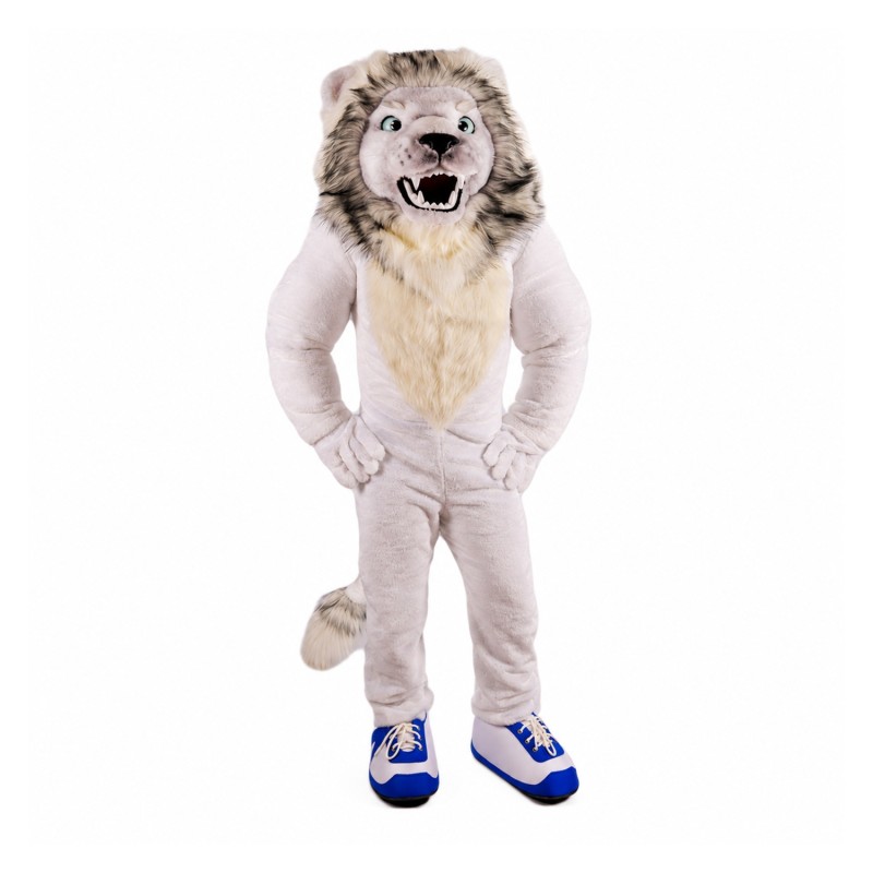 Fierce White Lion Mascot Costume