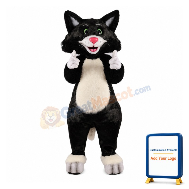 Happy Black Cat Mascot Costume