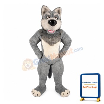 Grey Furry Wolf Mascot Costume