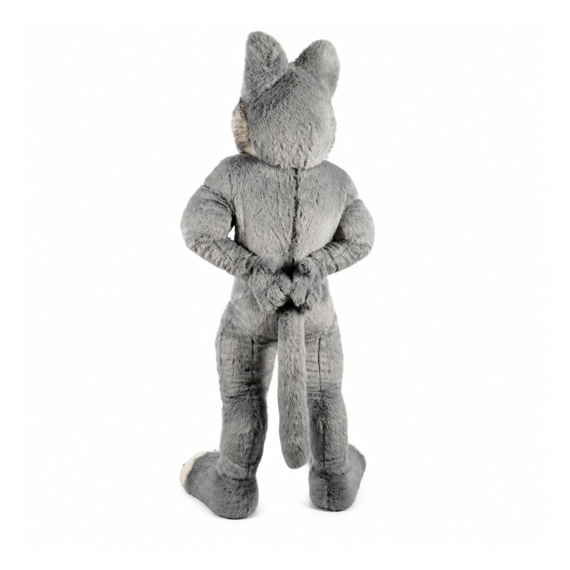 Grey Furry Wolf Mascot Costume