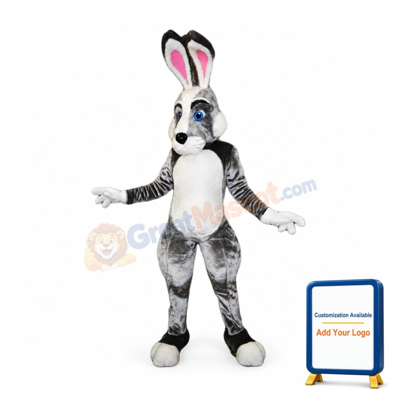 Black White Pink Rabbit Mascot Costume