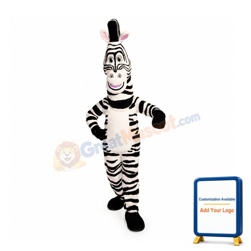 Happy Lightweight Zebra Mascot Costume