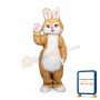 Brown Pink Bunny Mascot Costume