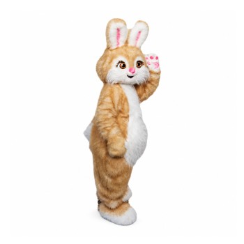 Brown Pink Bunny Mascot Costume