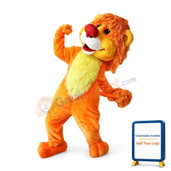 Smiling Lion Mascot Costume