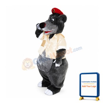Happy Lightweight Grey Bear Mascot Costume