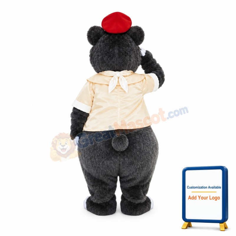 Happy Lightweight Grey Bear Mascot Costume