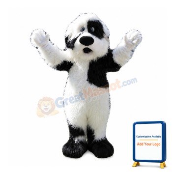 Friendly Black&White Dog Mascot Costume