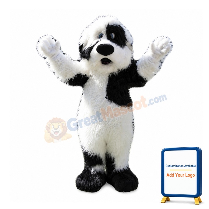 Friendly Black&White Dog Mascot Costume