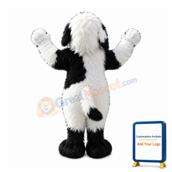 Friendly Black&White Dog Mascot Costume