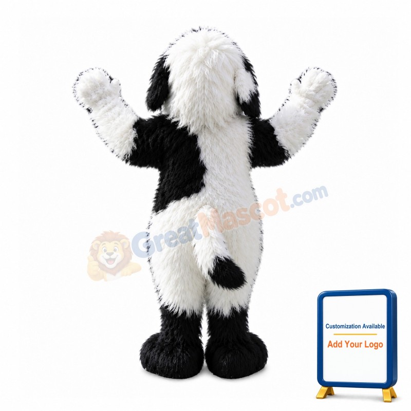 Friendly Black&White Dog Mascot Costume