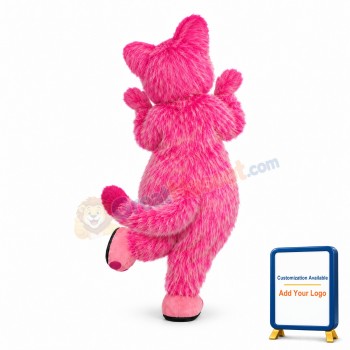Pink Furry Cat Mascot Costume
