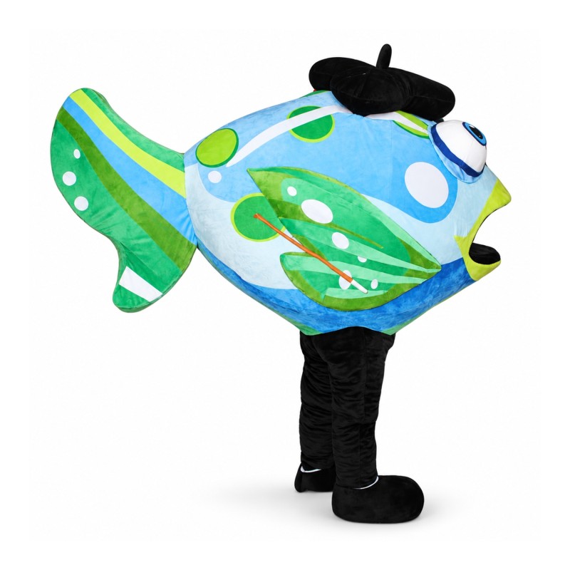 Cute Blue Fish Mascot Costume
