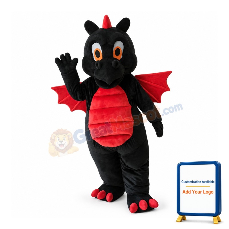 Lightweight Black Dragon Mascot Costume