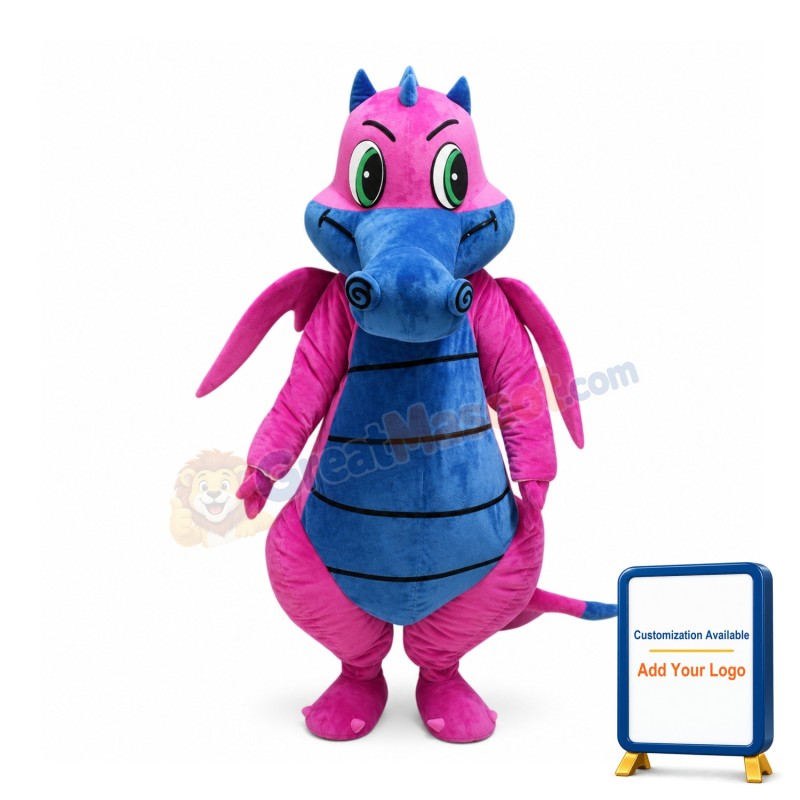 Pink & Grey Dragon Mascot Costume