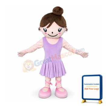 Cute Purple Dress Girl Mascot Costume