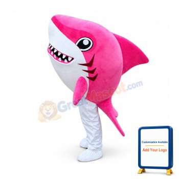 Cute Pink Shark Mascot Costume