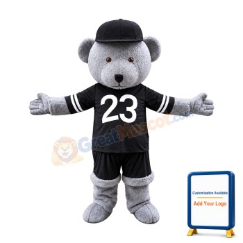 Grey Teddy Bear Mascot Costume