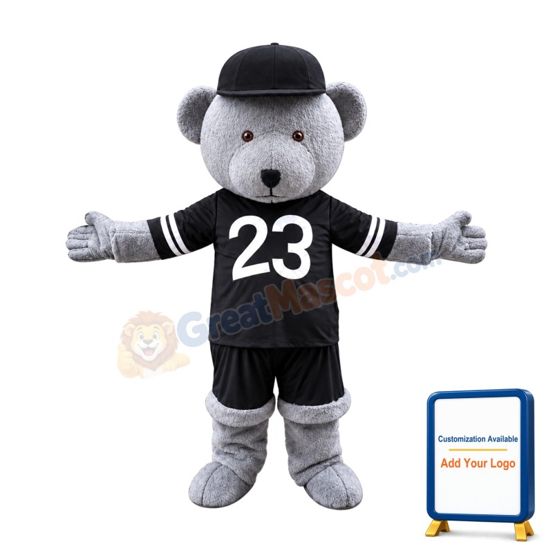 Grey Teddy Bear Mascot Costume