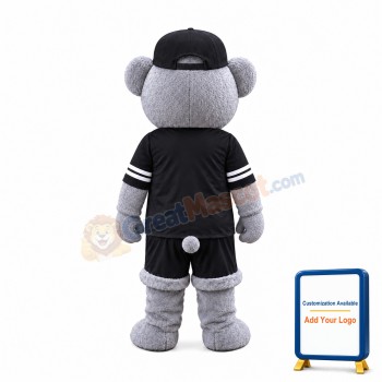 Grey Teddy Bear Mascot Costume