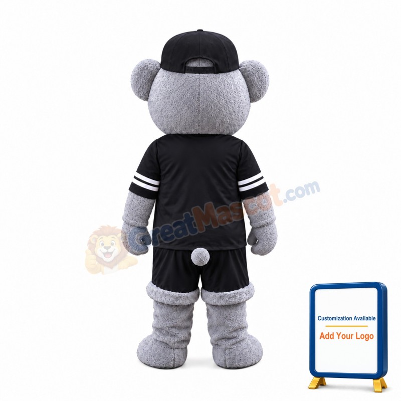 Grey Teddy Bear Mascot Costume