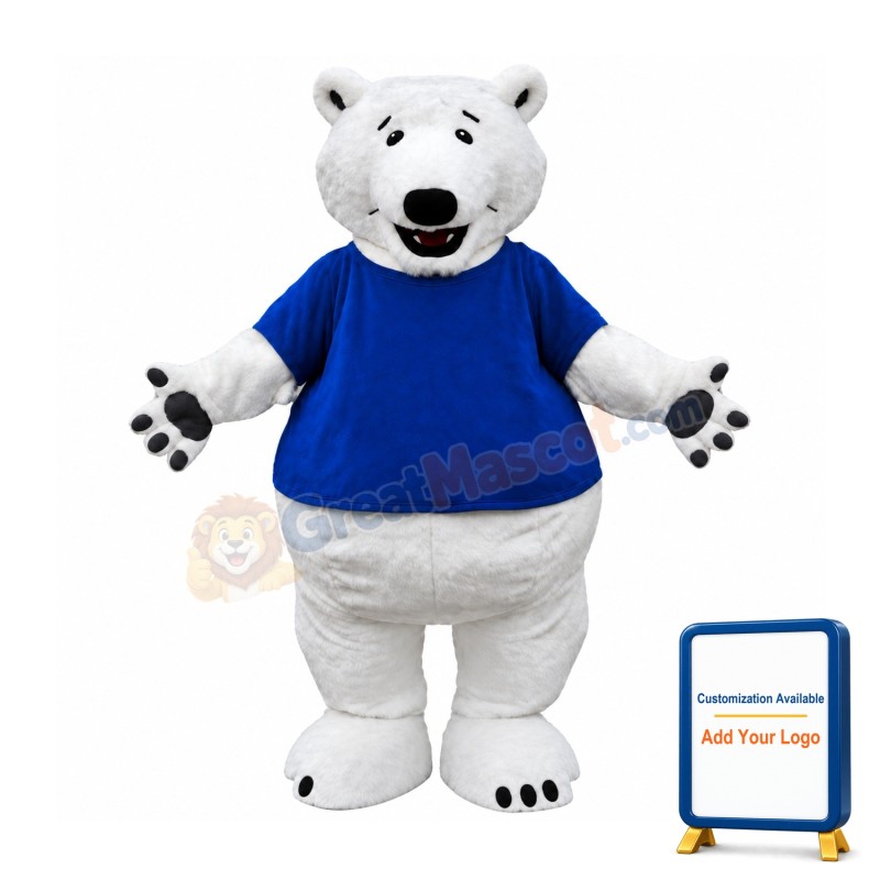 Polar Bear Mascot Costume with T-shirts