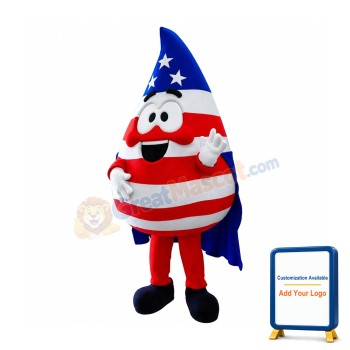 US Flag Print Water Drop Mascot Costume