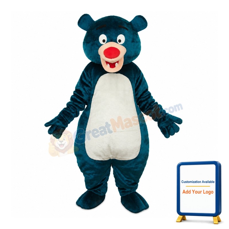 Second Version Blue Bear Short Plush Adult Mascot Costume