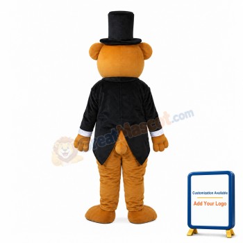 Bear in Black Suit Mascot Adult Costume