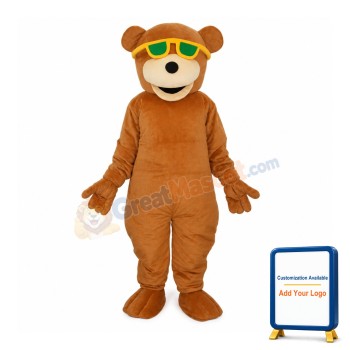 Bear with Green Sunglasses Mascot Adult Costume