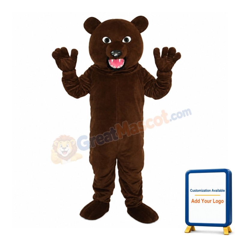 Brown Bear with Sharp Tooth Mascot Adult Costume