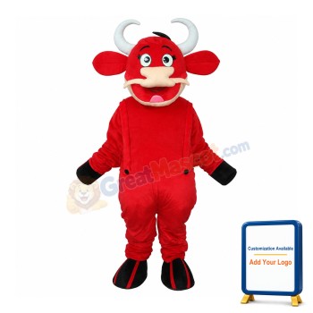 2nd Version Red Cow Mascot Adult Costume Free Shipping