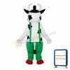 Cow in Green Overall Mascot Adult Costume