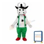 Cow in Green Overall Mascot Adult Costume