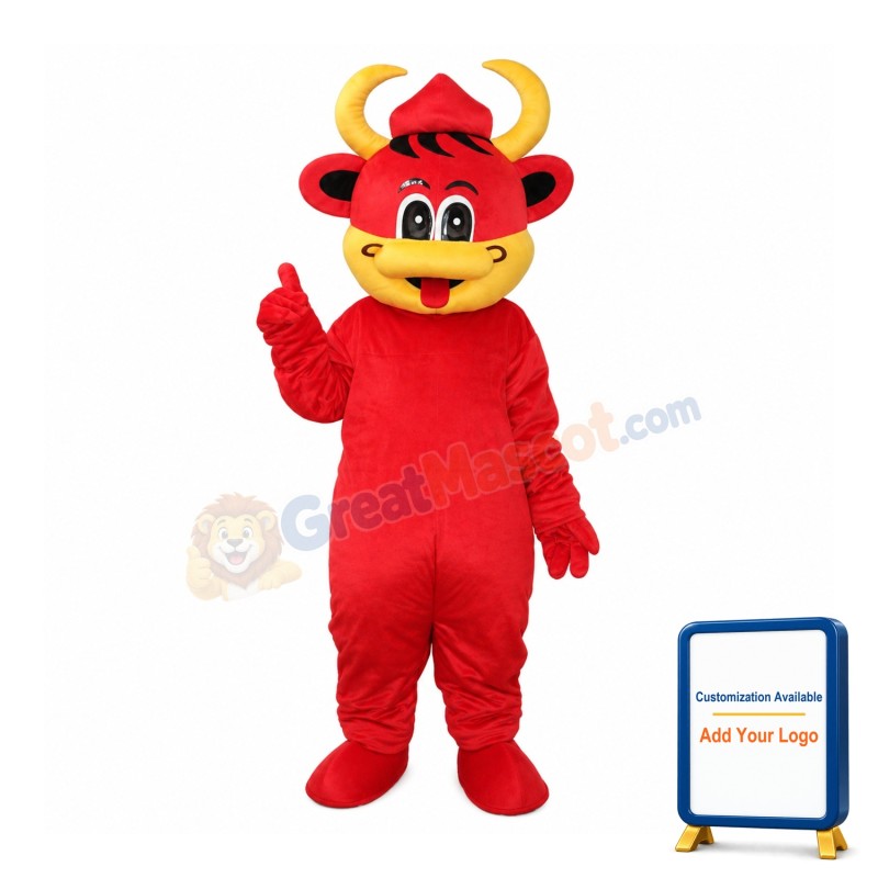 Yellow Mouse Red Cow Mascot Adult Costume Free Shipping
