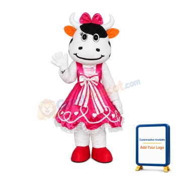 Pink Cattle Mascot Costume Free Shipping