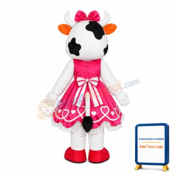 Pink Cattle Mascot Costume