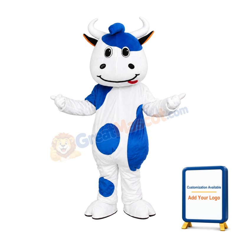 Blue Cattle Mascot Costume Free Shipping