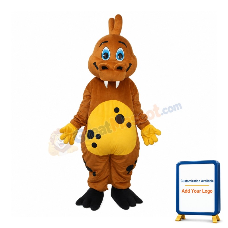 Golden Brown Dinosaur Mascot Adult Costume