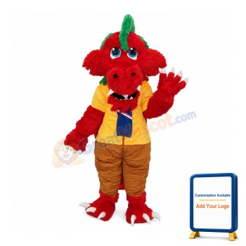 Long Wool Red Dragon Mascot Adult Costume