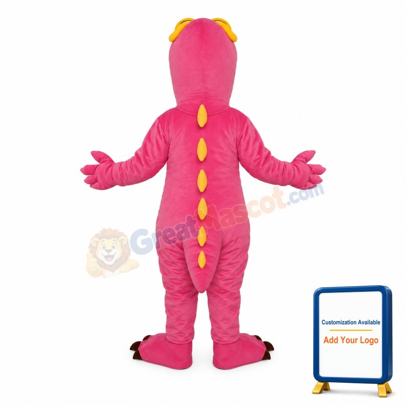 Pink Dinosaur with Glasses Mascot Adult Costume