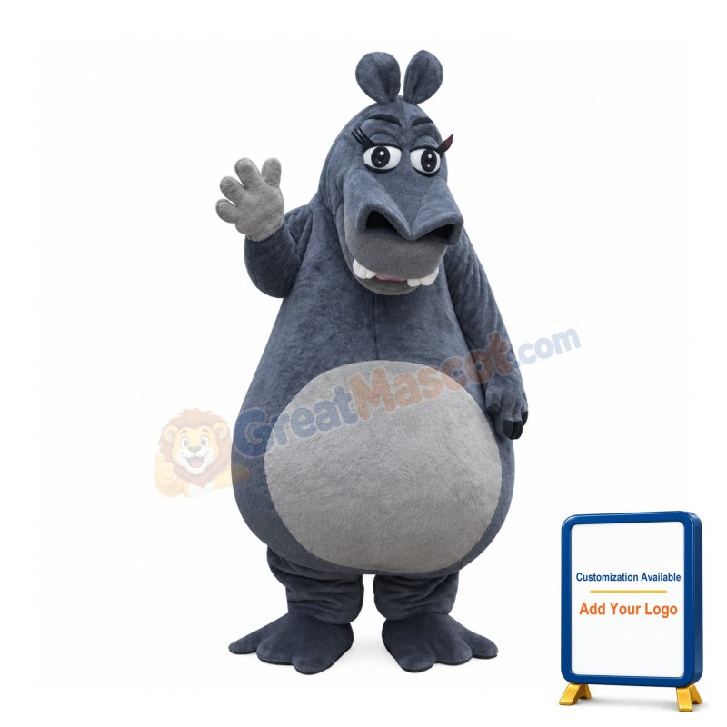 Cartoon Hippo Mascot Costume