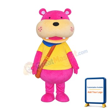 Pink Hippo Mascot Costume