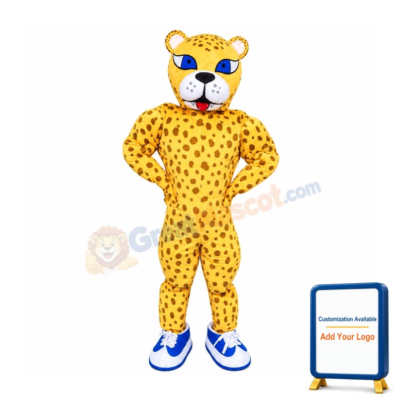 Yellow Panther Mascot Costume Leopard Free Shipping