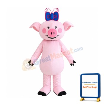 Character Adult cute pink pig Mascot Costume