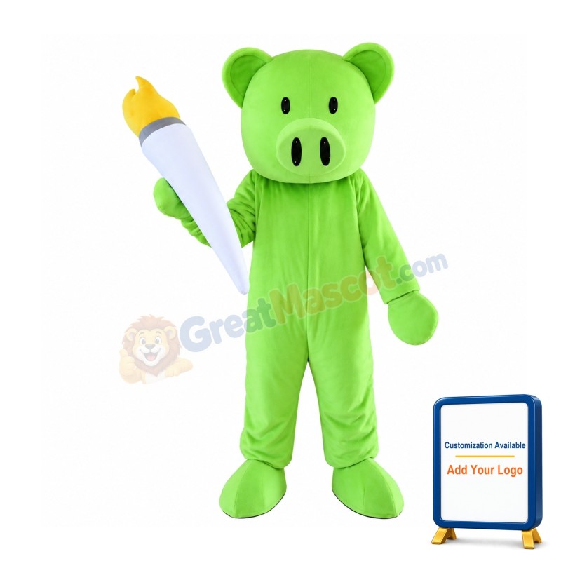 Green Pig Mascot Costume Adult Costume