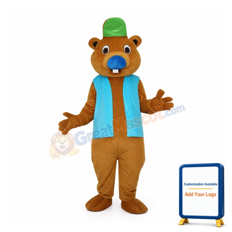 Brown Beaver W Big Tail Mascot Costume