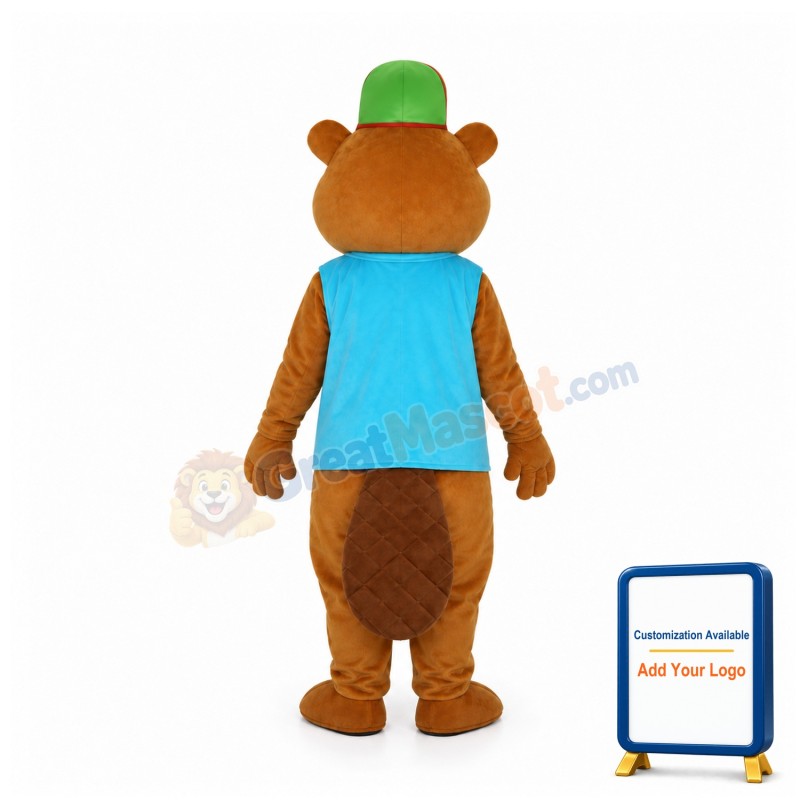 Brown Beaver W Big Tail Mascot Costume