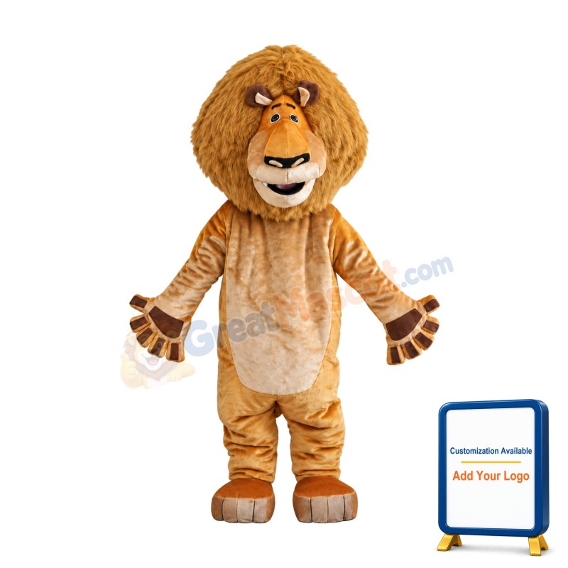 Alex Lion Plush Adult Mascot Costume