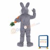 Grey Plush Bunny Mascot Costume